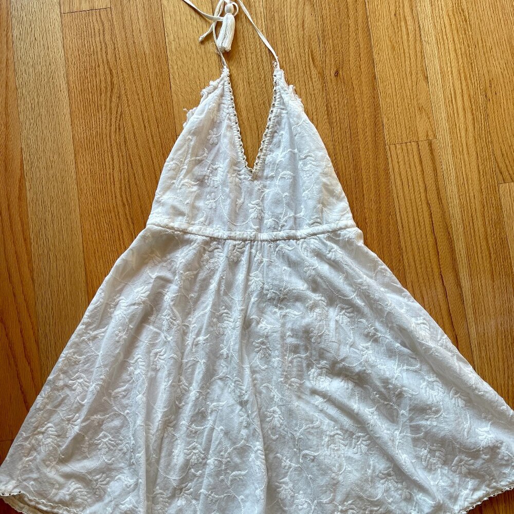 Zara Lace Floral Jacquard Embroidered Halter Dress